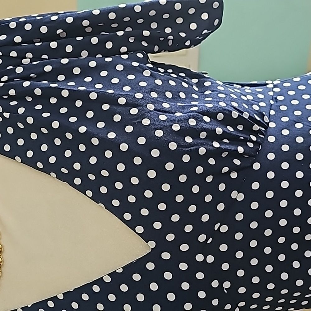 Michael Kors navy polka dot classic fitted style dress size small - Picture 4 of 13